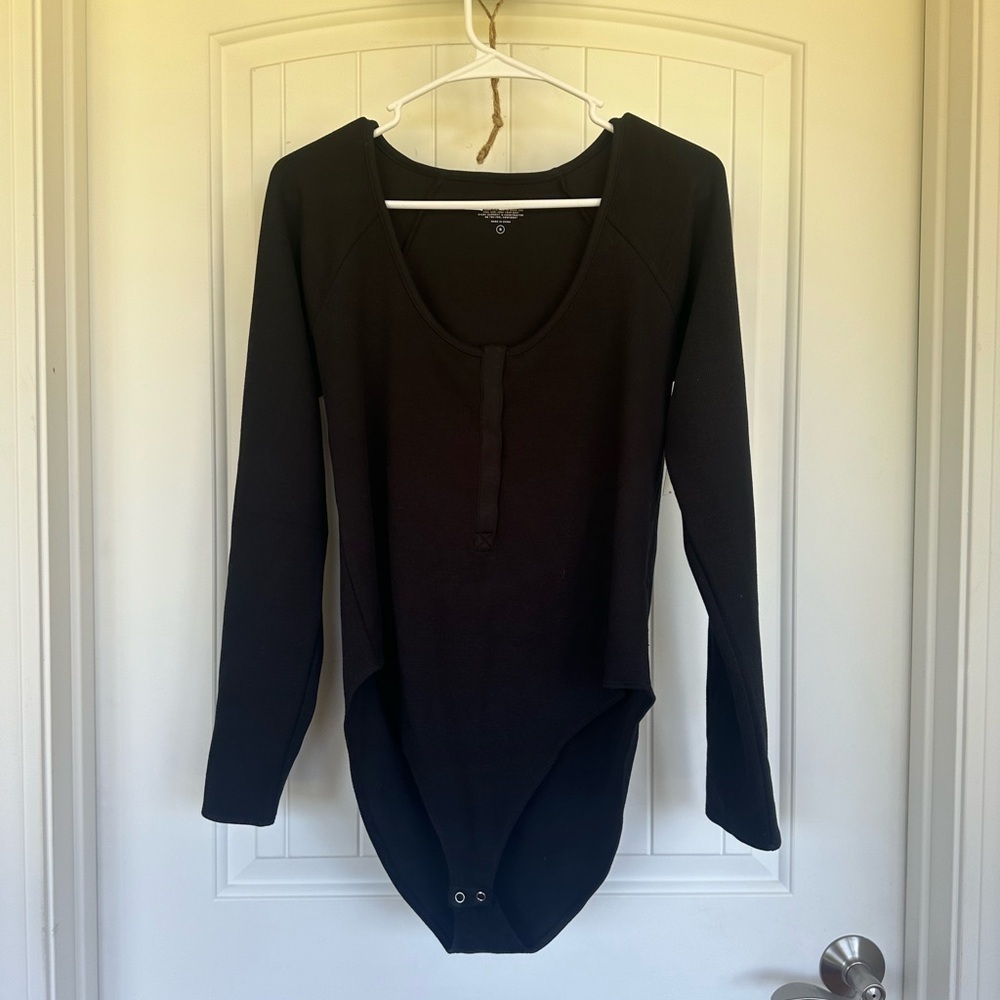 Good American Black Ribbed Bodysuit NWTS-Size 5 (2XL)